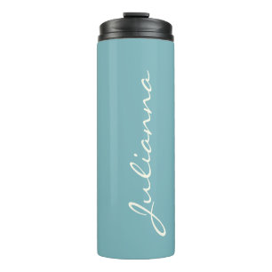 Bouteilles Isothermes Calligraphie moderne minimaliste Nom bleu Turquois