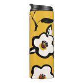 Bouteilles Isothermes Camélia jaune, floral démodé douteux. (Tourné sur la droite)