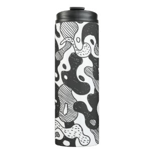 Bouteilles Isothermes camouflage abstrait style doodé, noir