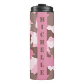 Bouteilles Isothermes Camouflage rose Nom du monogramme rose (Devant)