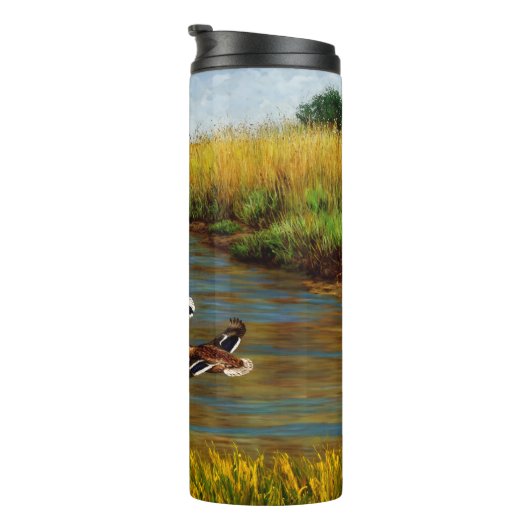 Bouteilles Isothermes Canards-Majards Survolant L'Étang (Tourné sur la droite)