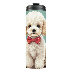 Bouteilles Isothermes Caniche blanc adorable avec noeud papillon