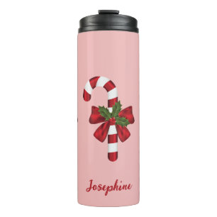 Bouteilles Isothermes Canne de Noël rouge et blanche avec nom personnali