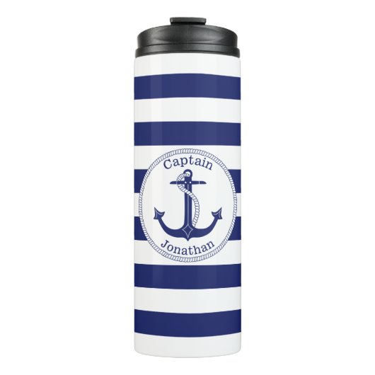Bouteilles Isothermes Capitaine nautique Personalized de bleu marine (Devant)