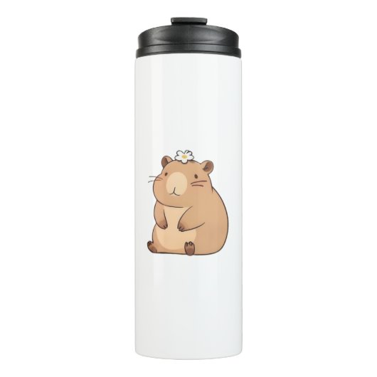 Bouteilles Isothermes Capybara mignon avec conception Kawaii de fleur de (Devant)