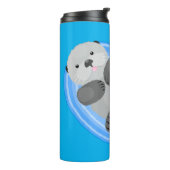 Bouteilles Isothermes Caricature bleu loutre de mer joyeux (Tourné sur la gauche)