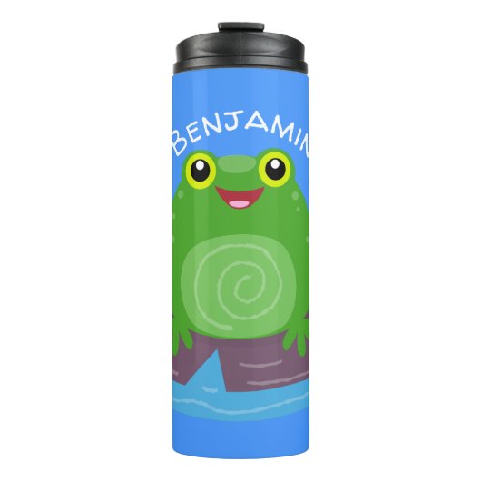 Bouteilles Isothermes Caricature de grenouille verte mignonne (Devant)