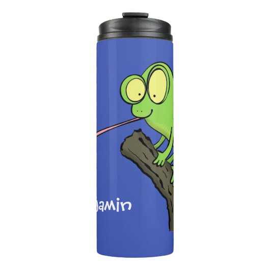 Bouteilles Isothermes Caricature de lézard de caméléon vert joyeux (Devant)