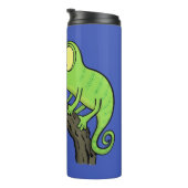 Bouteilles Isothermes Caricature de lézard de caméléon vert joyeux (Tourné sur la droite)