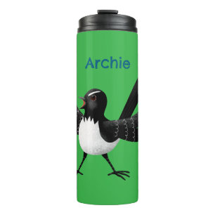 Bouteilles Isothermes Caricature de Willie Wagtail australienne personna