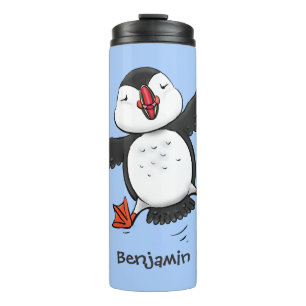Bouteilles Isothermes Caricature en bleu bouffin joyeux