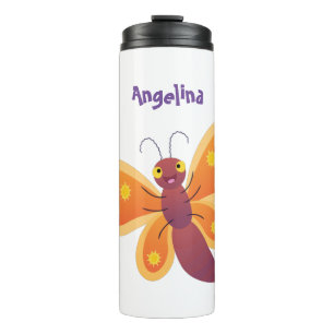 Bouteilles Isothermes Caricature joli papillon orange