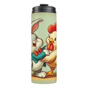 Bouteilles Isothermes Caricature vintage, poulet et lapin