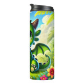Bouteilles Isothermes Caricature Whimsical Cute Green Dragon (Tourné sur la droite)