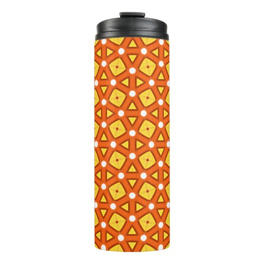 Bouteilles Isothermes Carré orange et triangle motif rétro naïf (Devant)