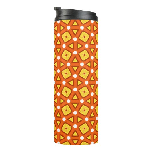 Bouteilles Isothermes Carré orange et triangle motif rétro naïf (Tourné sur la droite)