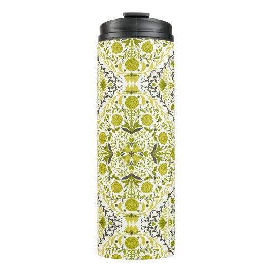 Bouteilles Isothermes Carreaux de fleurs en vert (Devant)