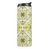 Bouteilles Isothermes Carreaux de fleurs en vert (Tourné sur la gauche)