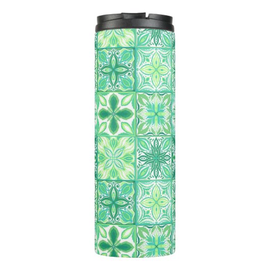 Bouteilles Isothermes Carreaux décorés en vert et blanc (Dos)