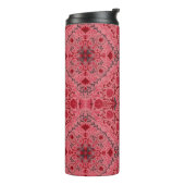 Bouteilles Isothermes Carreaux floraux en rouge et pastèque rose (Tourné sur la gauche)