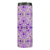 Bouteilles Isothermes Carreaux floraux en violet et coton bonbon rose (Dos)