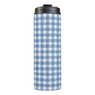 Bouteilles Isothermes Carreaux Gingham Bleu et Blanc Classiques 