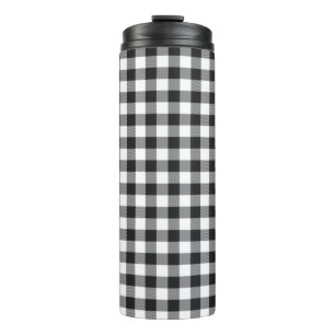 Bouteilles Isothermes Carreaux Vichy Noir et Blanc Buffalo Rustique