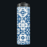 Bouteilles Isothermes Carrelage bleu Santorin thème grec/espagnol<br><div class="desc">Dancing Queen,  un cadeau de bambou sur le thème de la douche de la musique grecque méditerranéenne.</div>