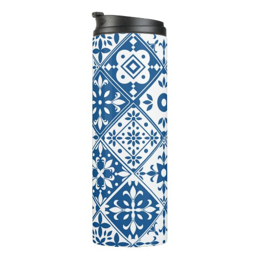 Bouteilles Isothermes Carrelage bleu Santorin thème grec/espagnol (Tourné sur la droite)