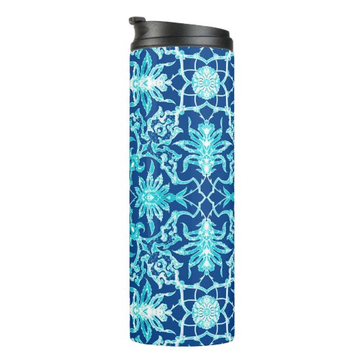 Bouteilles Isothermes Carrelage chinois Art Nouveau, bleu et turquoise (Tourné sur la droite)