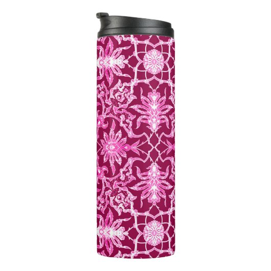 Bouteilles Isothermes Carrelage chinois Art nouveau, Bourgogne et rose (Tourné sur la droite)