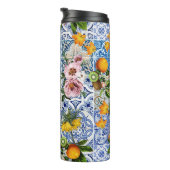 Bouteilles Isothermes Carrelage de style sicilien avec fleurs et citron (Tourné sur la droite)