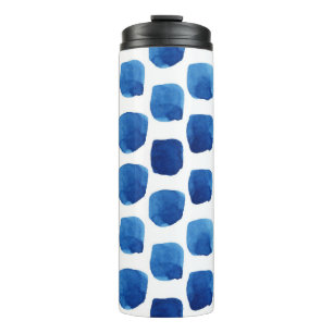 Bouteilles Isothermes Carrés bleus, motif aquarelle sans couture.