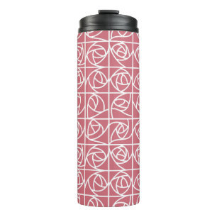 Bouteilles Isothermes Carrés Roses Art Déco Stylisé rose floral