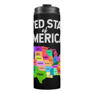 Bouteilles Isothermes Carte des États-Unis T-shirt cadeau de voyage aux