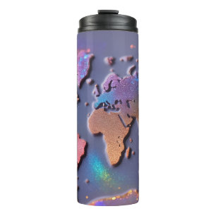 Bouteilles Isothermes Carte du monde coloré 3D Parties scintillant brill