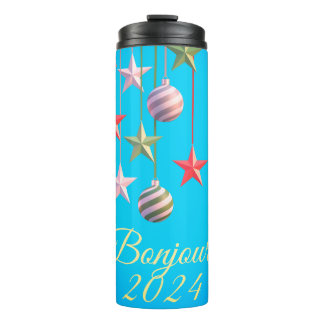 Bouteilles Isothermes Carte du nouvel an Bonjour 2024