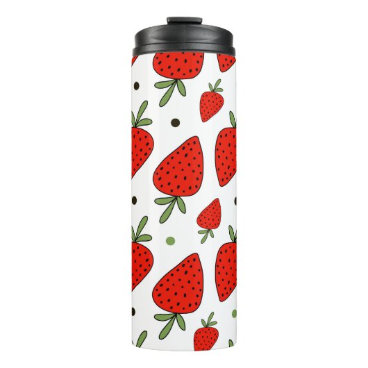Bouteilles Isothermes Cartoon Red Strawberries Motif sans couture (Devant)