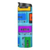 Bouteilles Isothermes Cassette Rétro : Collection Arrière - plan Bleue (Tourné sur la droite)