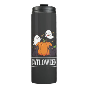 Bouteilles Isothermes Catloween Drôle Chat Halloween Fantôme Citrouille 