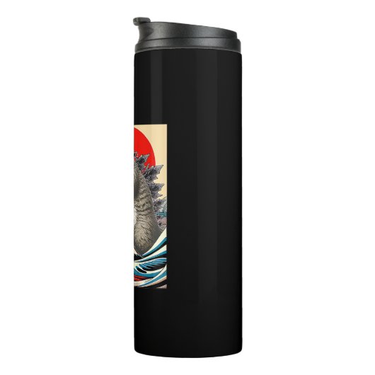 Bouteilles Isothermes Catzilla Chat Art Japonais Dons De Chat Drôle Pour (Tourné sur la droite)