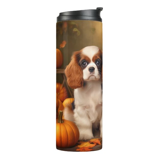 Bouteilles Isothermes Cavalier King Charles Spaniel Chiot Citrouille d'a (Tourné sur la gauche)