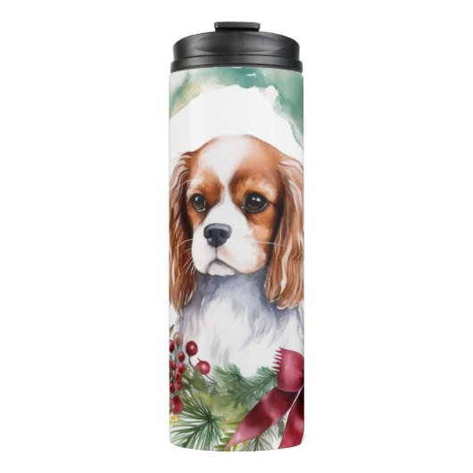 Bouteilles Isothermes Cavalier King Christmas Wreath Festive Pup (Devant)