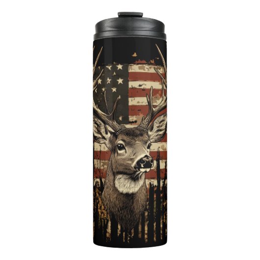 Bouteilles Isothermes Cerf, Saison de Buck Drapeau USA (Devant)