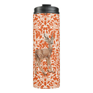Bouteilles Isothermes Cerf sur le motif damassé de chêne décoratif en or