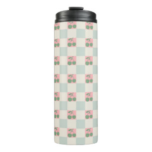Bouteilles Isothermes Cerise esthétique rose verte À damiers Motif Y2K