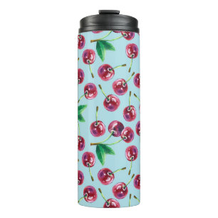 Bouteilles Isothermes Cerises d'aquarelle modernes : Motif de baies jute