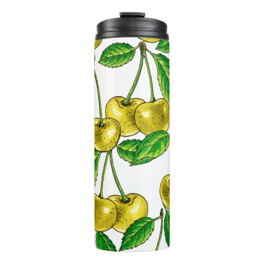 Bouteilles Isothermes Cerises jaunes sur blanc (Devant)