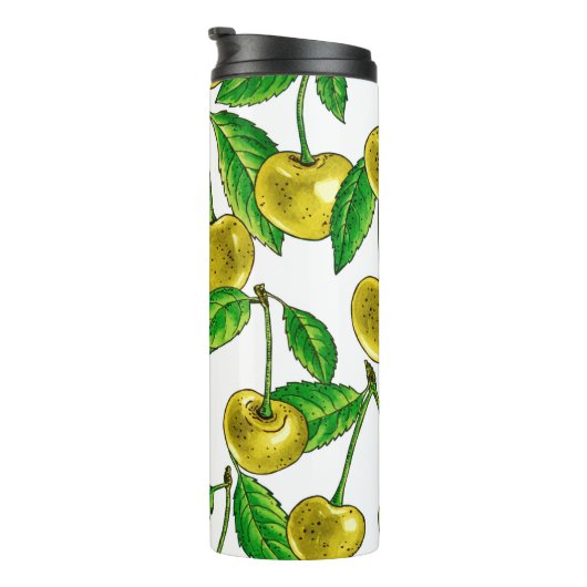 Bouteilles Isothermes Cerises jaunes sur blanc (Tourné sur la droite)