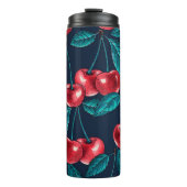 Bouteilles Isothermes Cerises rouges sur bleu foncé (Devant)